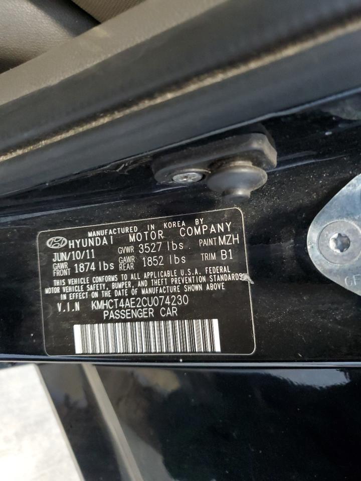 2012 Hyundai Accent Gls VIN: KMHCT4AE2CU074230 Lot: 82262825