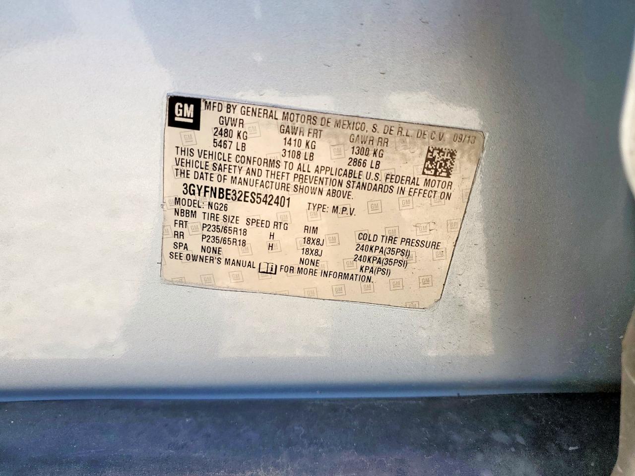 2014 Cadillac Srx Luxury Collection VIN: 3GYFNBE32ES542401 Lot: 90303455