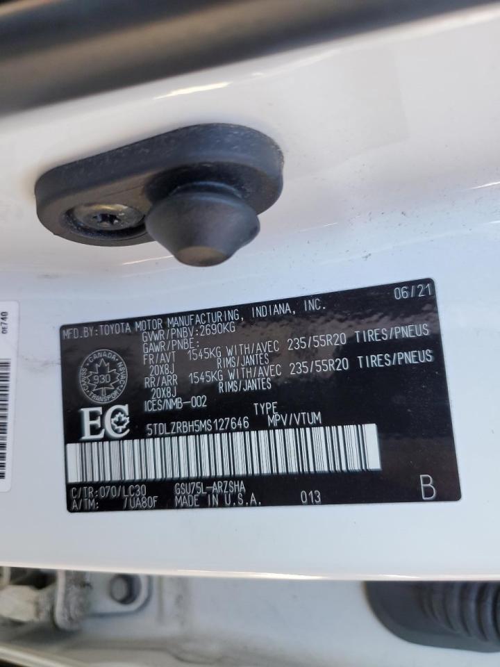 2021 Toyota Highlander Xse VIN: 5TDLZRBH5MS127646 Lot: 84004685