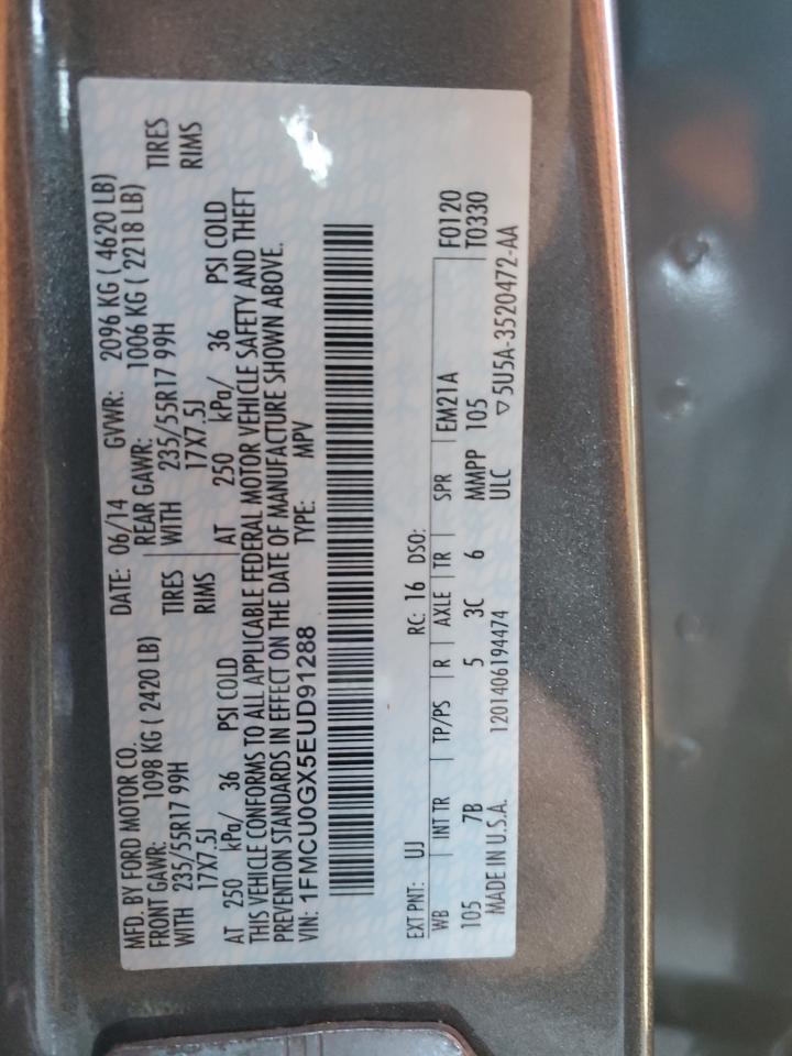 2014 Ford Escape Se VIN: 1FMCU0GX5EUD91288 Lot: 85942005