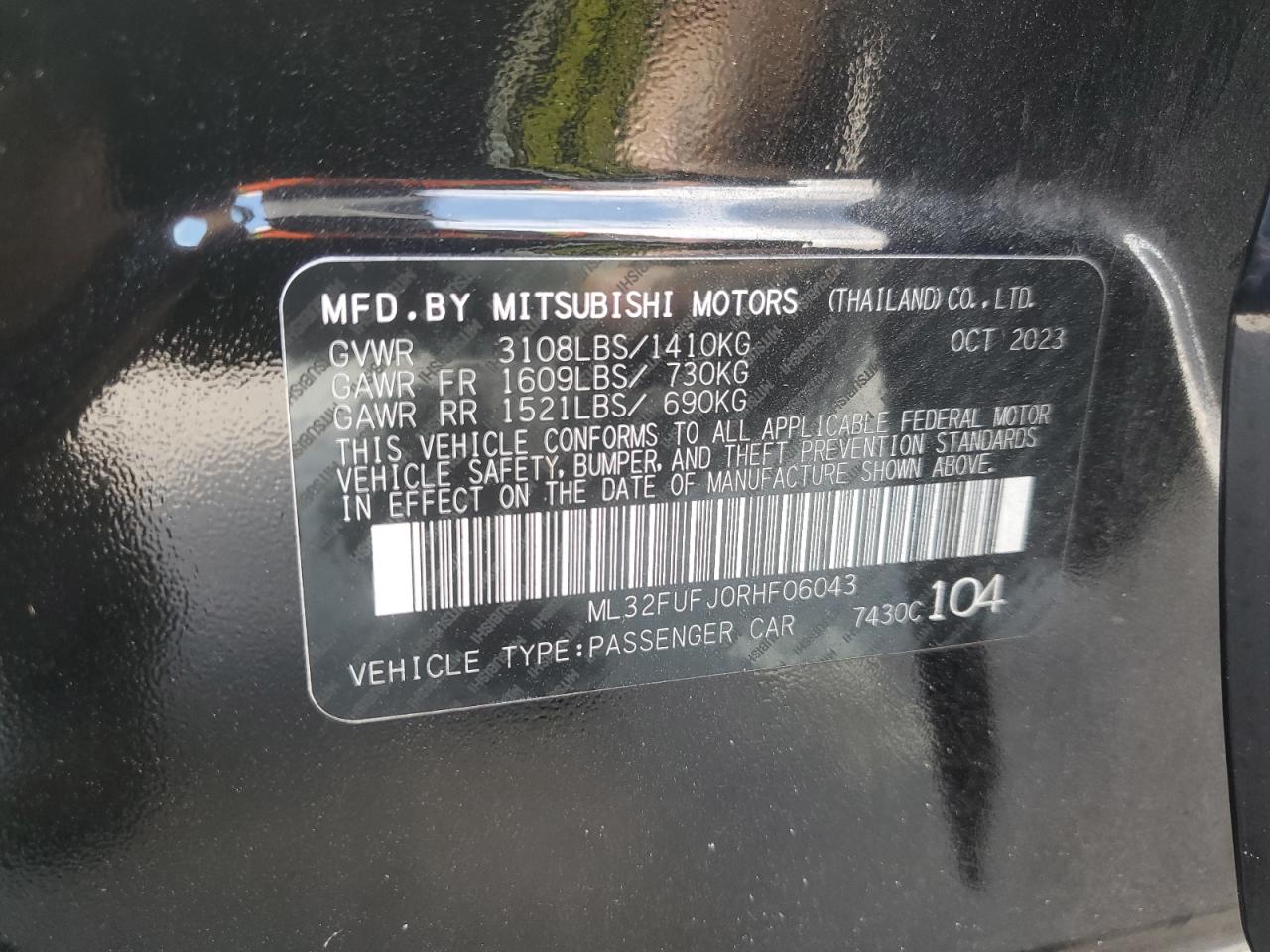2024 Mitsubishi Mirage G4 Es VIN: ML32FUFJ0RHF06043 Lot: 90300045