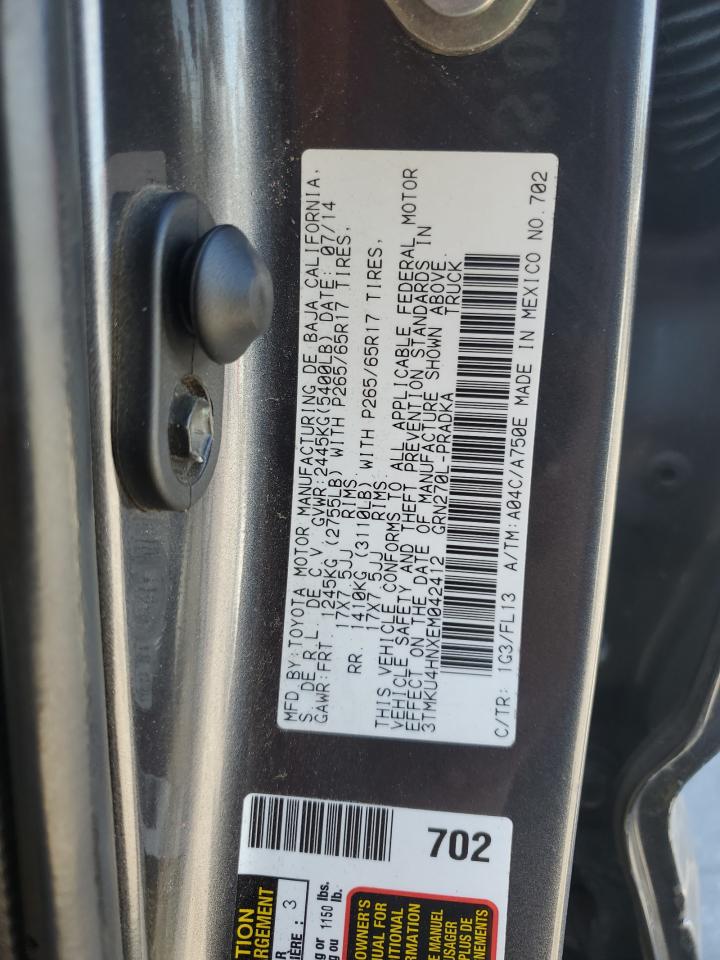2014 Toyota Tacoma Double Cab Prerunner Long Bed VIN: 3TMKU4HNXEM042412 Lot: 82356485