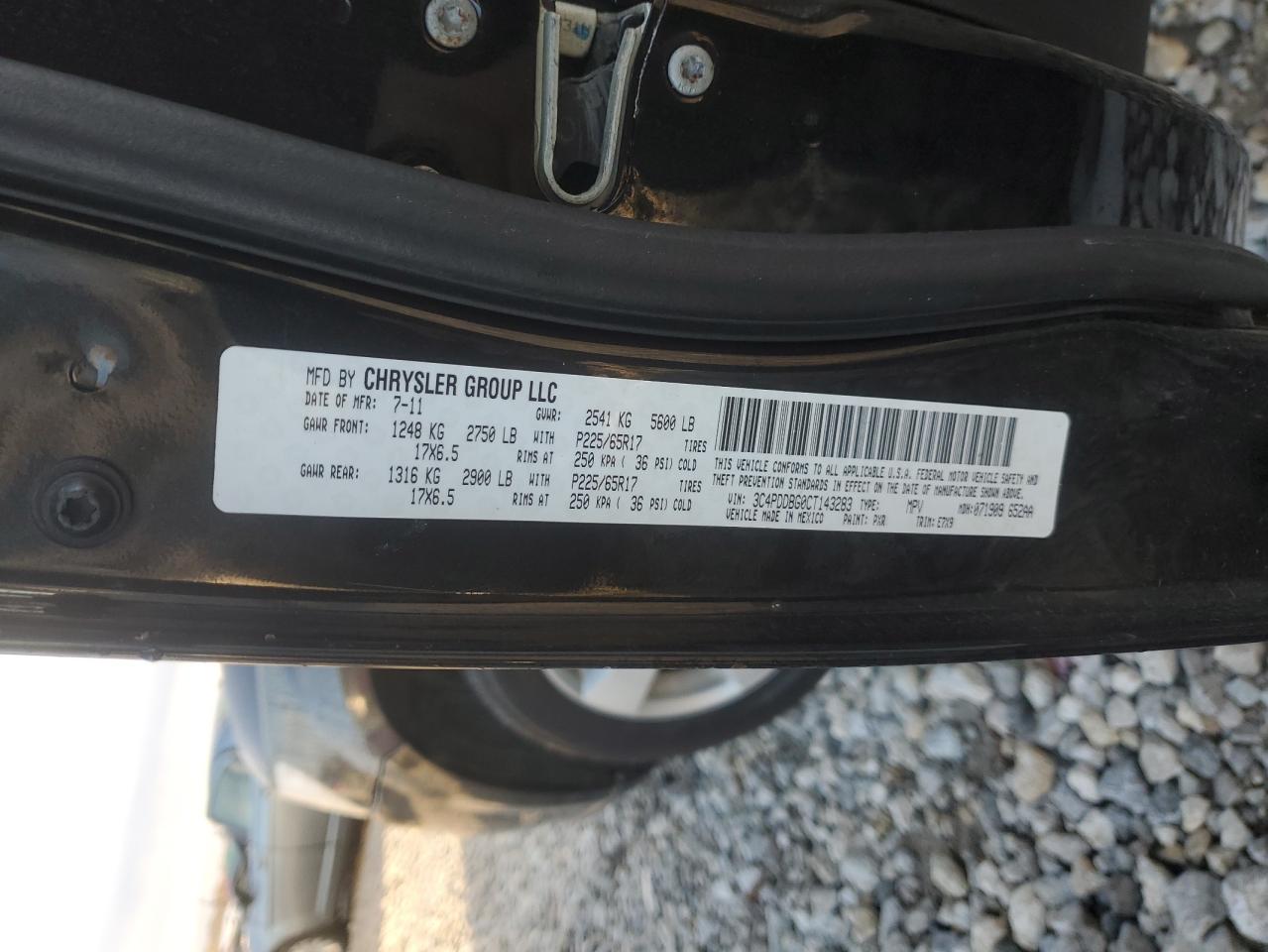 2012 Dodge Journey Sxt VIN: 3C4PDDBG0CT143283 Lot: 90598395