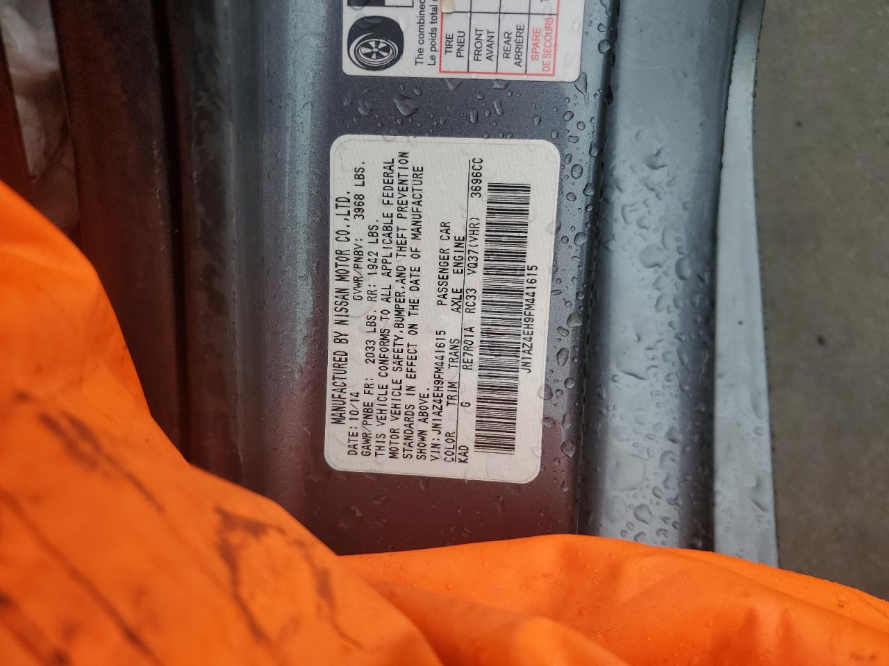 2015 Nissan 370Z Base VIN: JN1AZ4EH9FM441615 Lot: 82213965