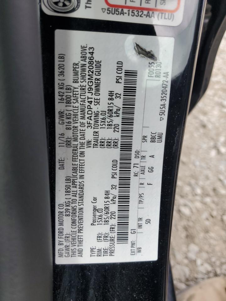 2016 Ford Fiesta S VIN: 3FADP4TJ9GM208643 Lot: 82387285