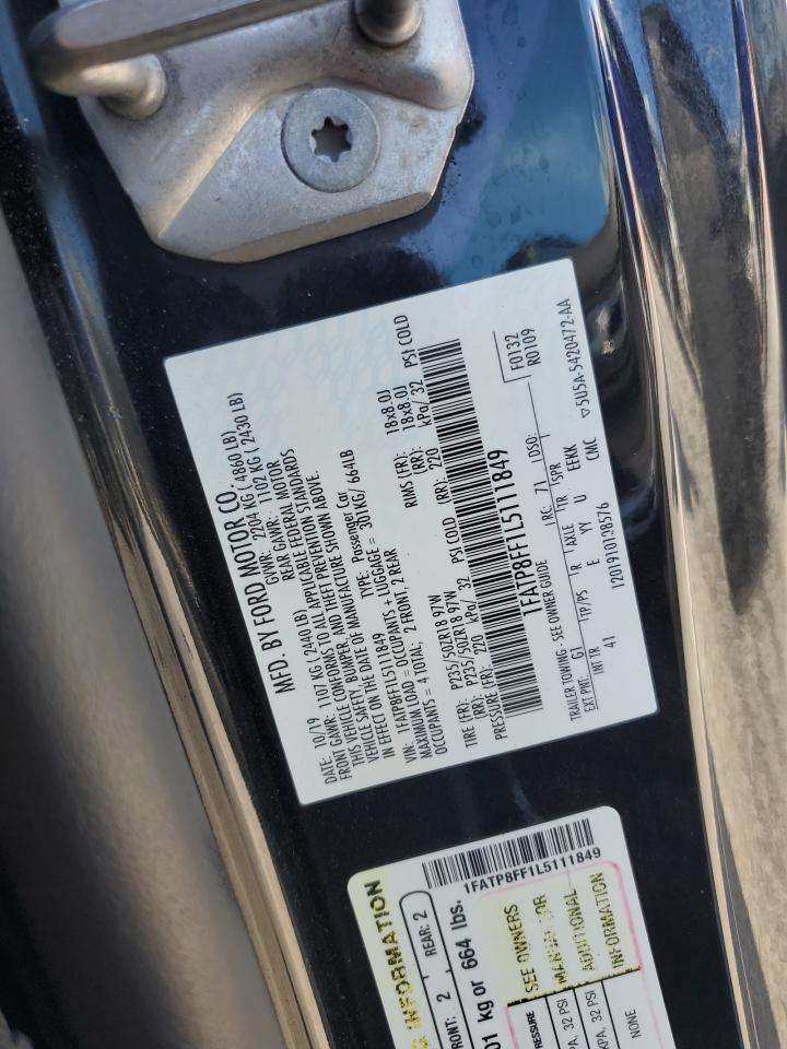 2020 Ford Mustang Gt VIN: 1FATP8FF1L5111849 Lot: 84923675