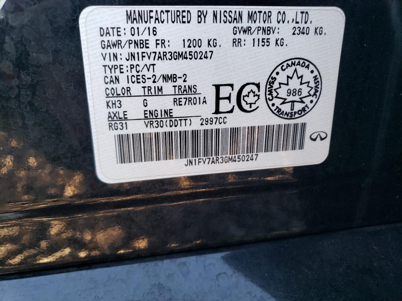 2016 Infiniti Q50 Red Sport 400 VIN: JN1FV7AR3GM450247 Lot: 87399295