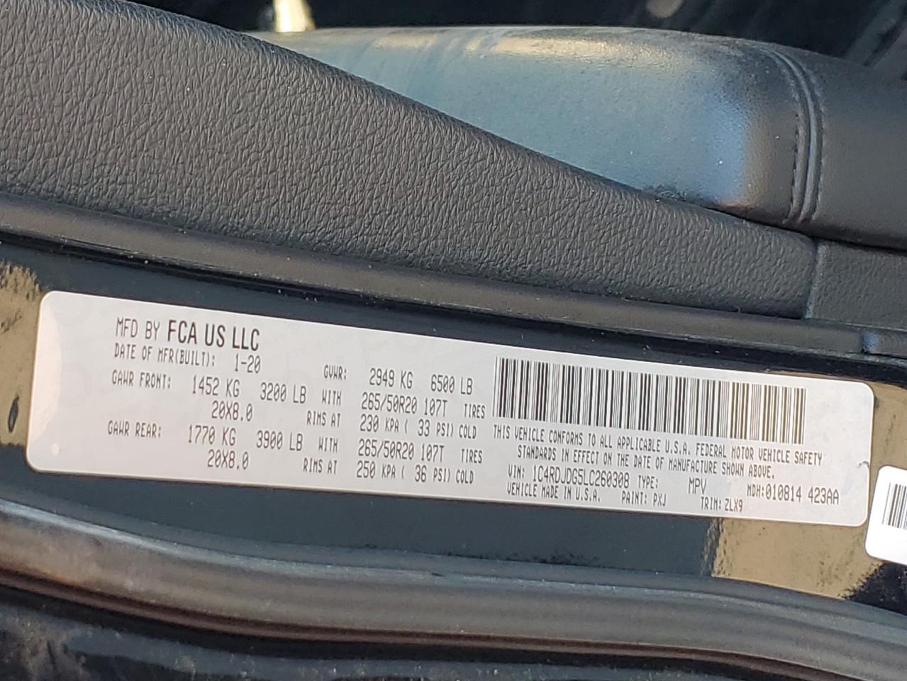 2020 Dodge Durango Gt VIN: 1C4RDJDG5LC260308 Lot: 85760115