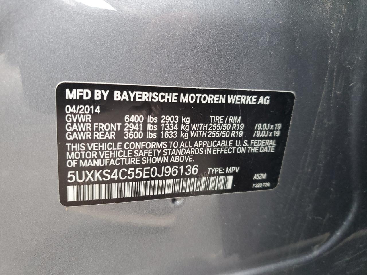 2014 BMW X5 xDrive35D VIN: 5UXKS4C55E0J96136 Lot: 84450305