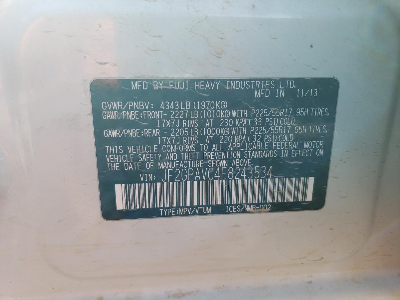 2014 Subaru Xv Crosstrek 2.0 Premium VIN: JF2GPAVC4E8243534 Lot: 84968305