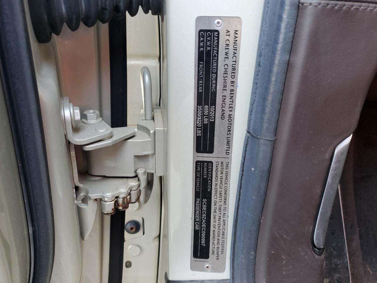 2014 Bentley Flying Spur VIN: SCBEC9ZA0EC090997 Lot: 89831415