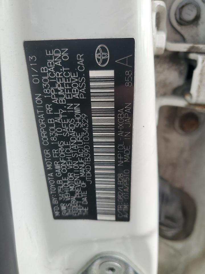 2013 Toyota Prius C VIN: JTDKDTB39D1034329 Lot: 86816285