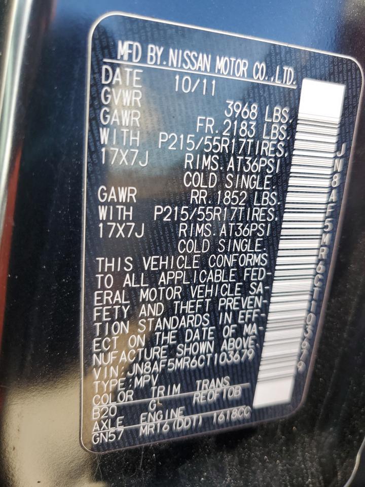 2012 Nissan Juke S VIN: JN8AF5MR6CT103679 Lot: 85571765