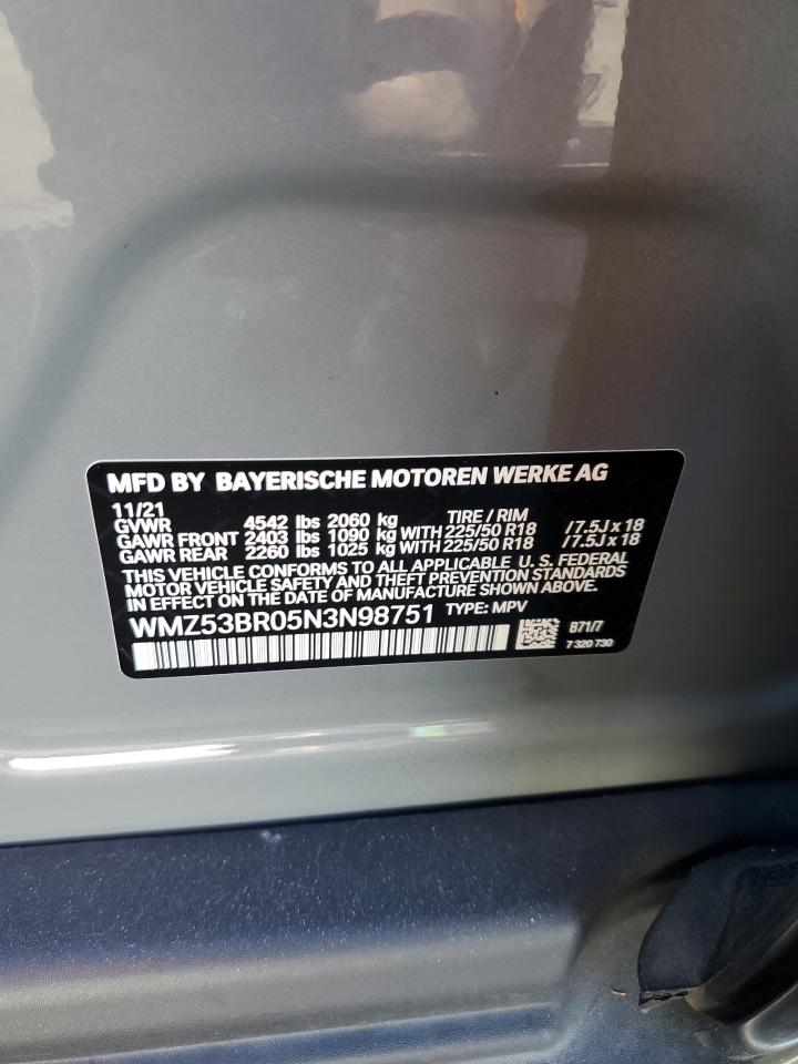 2022 Mini Cooper S Countryman VIN: WMZ53BR05N3N98751 Lot: 82633115