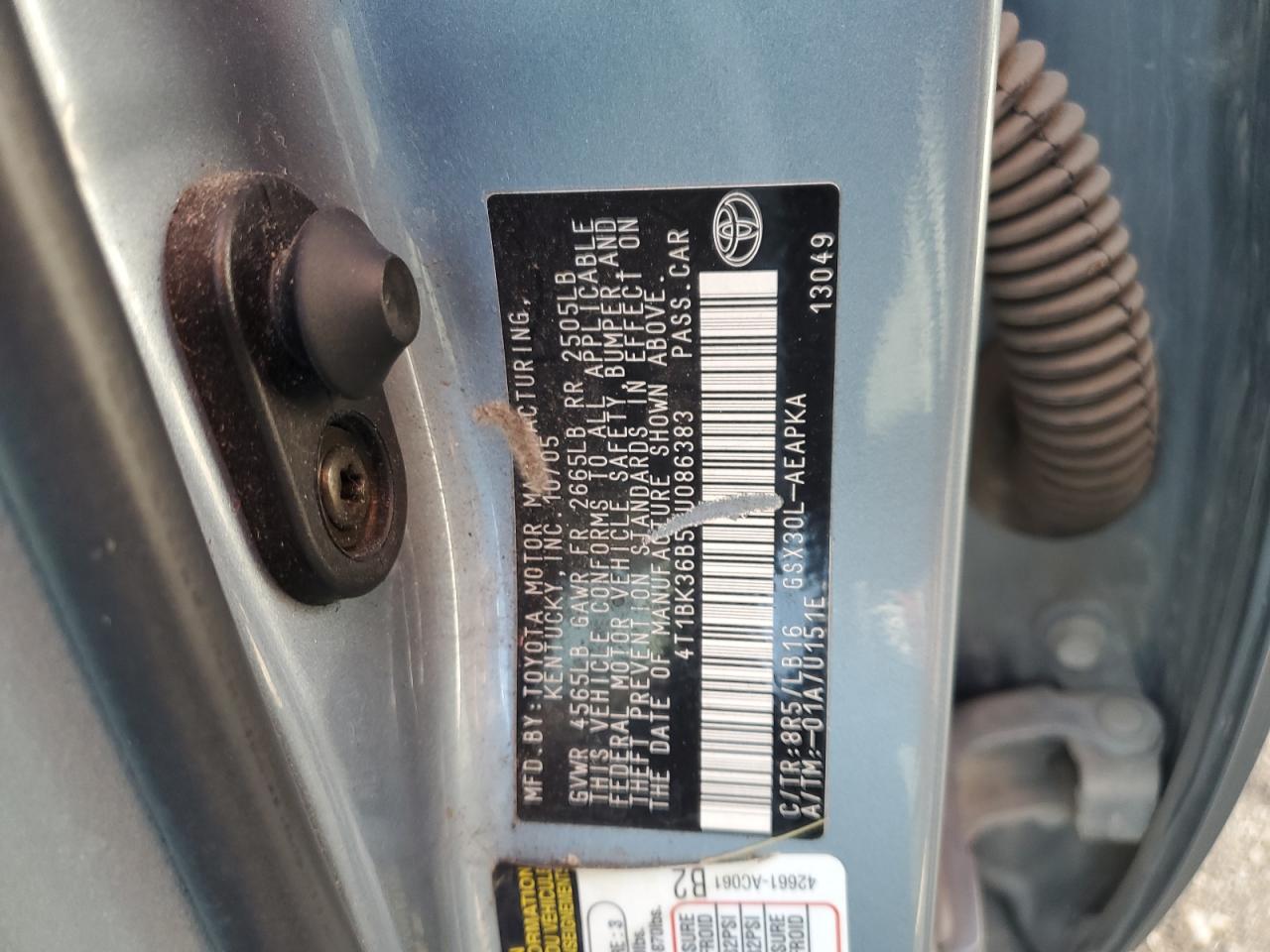 2006 Toyota Avalon Xl VIN: 4T1BK36B56U086383 Lot: 86106235