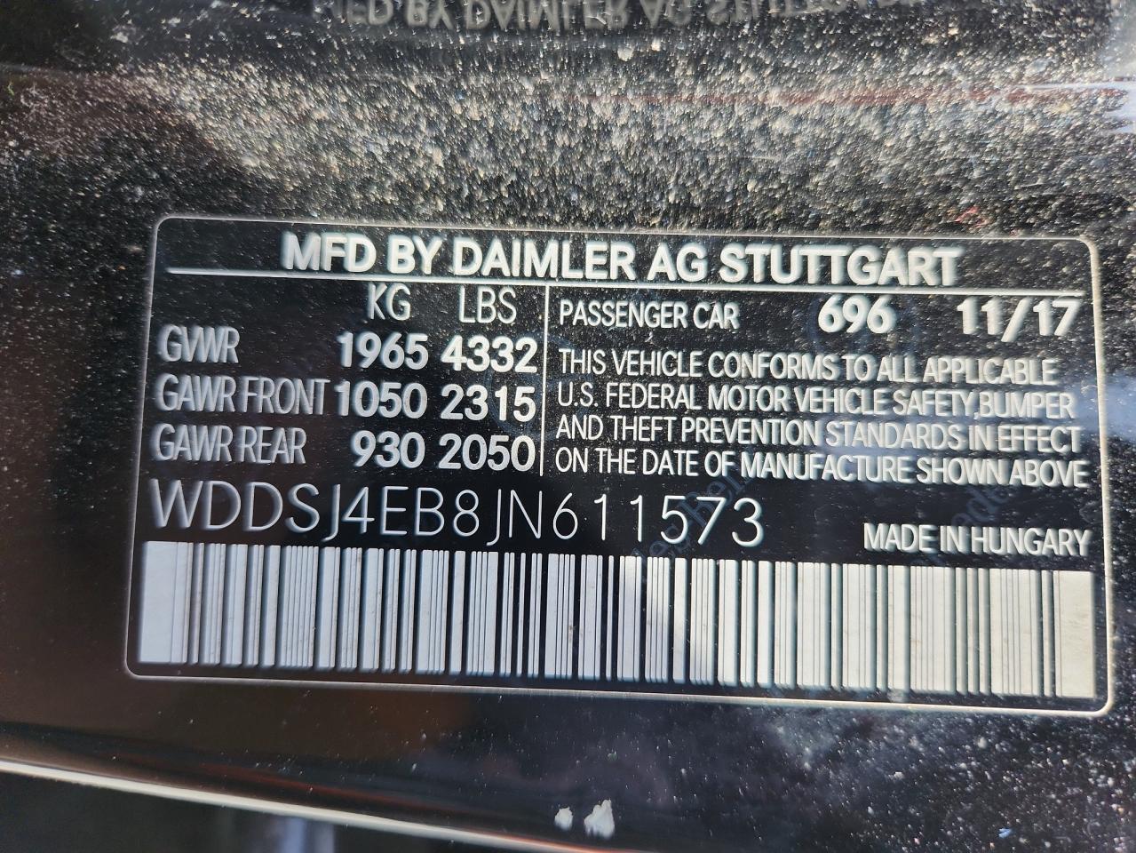 2018 Mercedes-Benz Cla 250 VIN: WDDSJ4EB8JN611573 Lot: 84954035