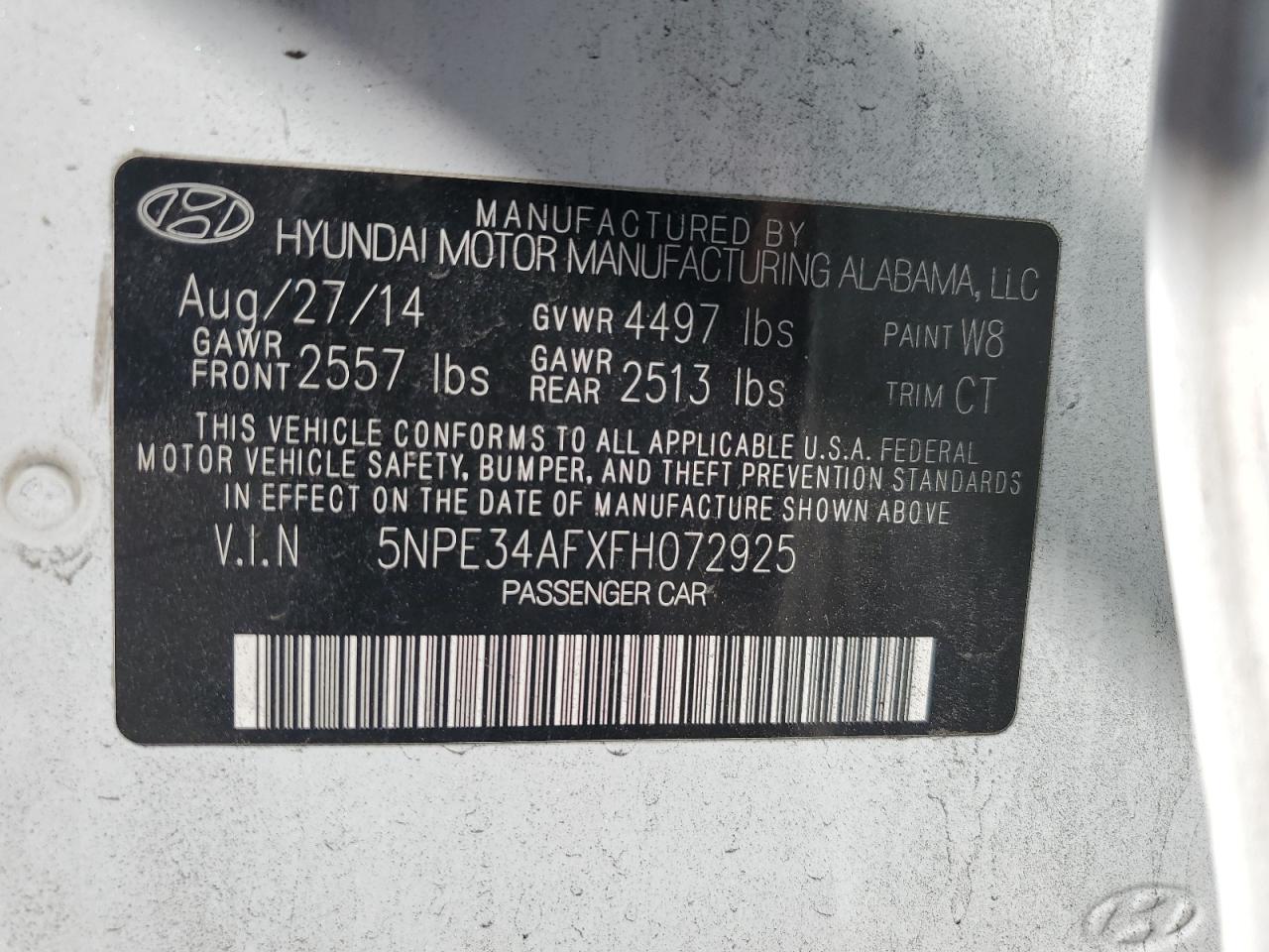 2015 Hyundai Sonata Sport VIN: 5NPE34AFXFH072925 Lot: 86187975