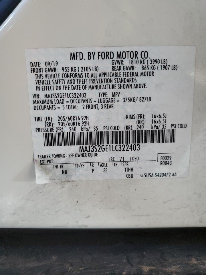 2020 Ford Ecosport Se VIN: MAJ3S2GE1LC322403 Lot: 84978505