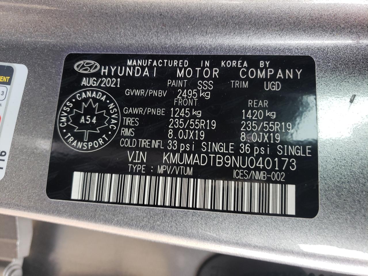 2022 Genesis Gv70 Base VIN: KMUMADTB9NU040173 Lot: 86291565