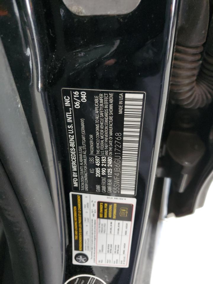 2016 Mercedes-Benz C 300 VIN: 55SWF4JB6GU172768 Lot: 85692465