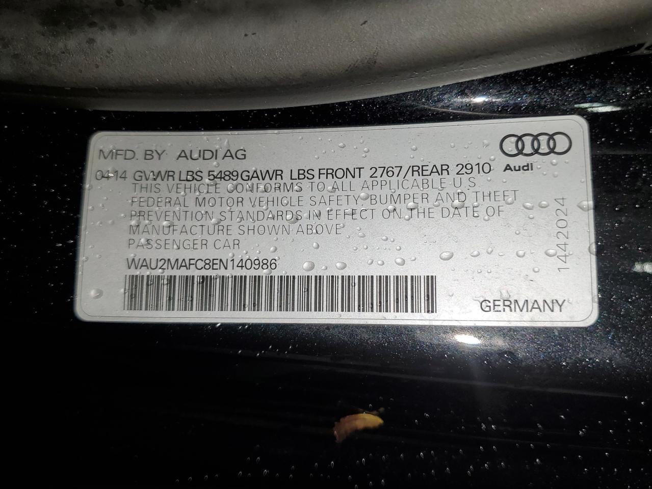 2014 Audi A7 Prestige VIN: WAU2MAFC8EN140986 Lot: 90437815