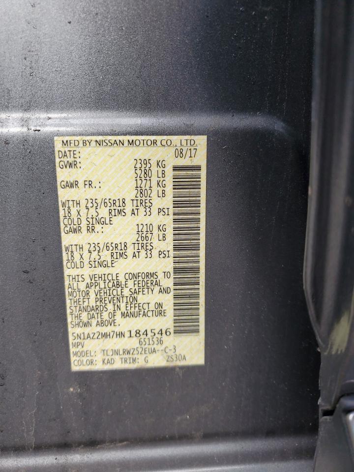 2017 Nissan Murano S VIN: 5N1AZ2MH7HN184546 Lot: 85369735