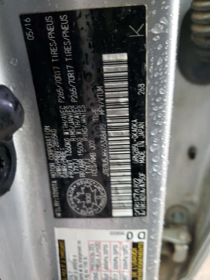 2016 Toyota 4Runner Sr5/Sr5 Premium VIN: JTEBU5JR9G5348475 Lot: 89491915