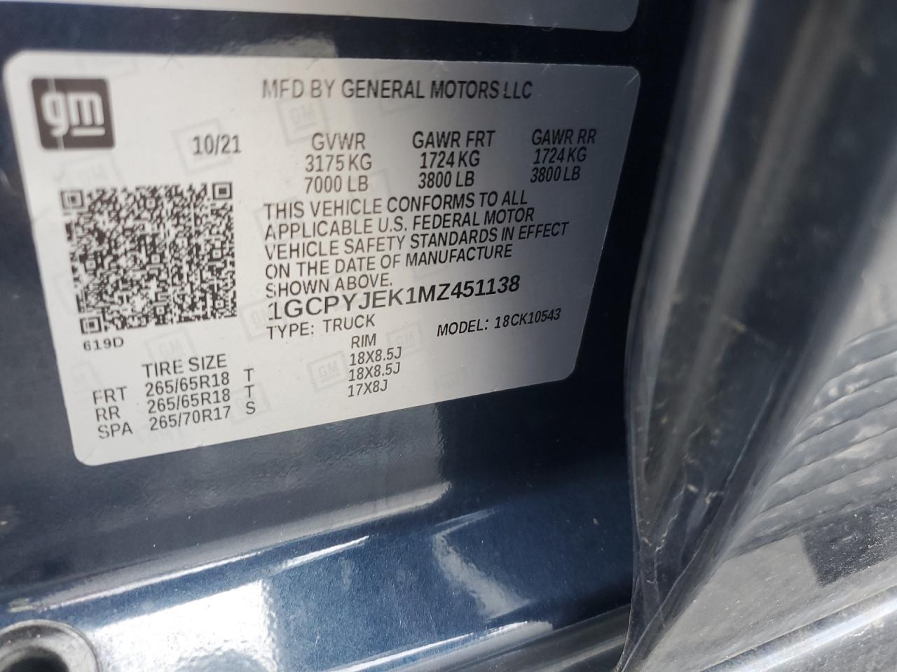 2021 Chevrolet Silverado K1500 Lt VIN: 1GCPYJEK1MZ451138 Lot: 89689745