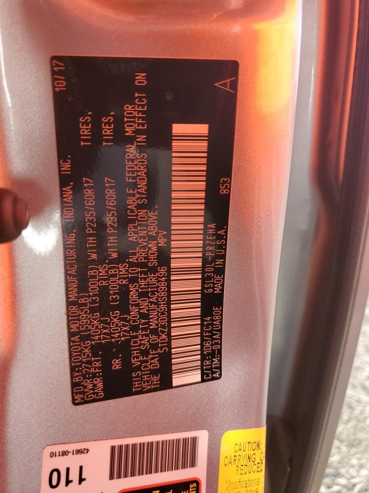 2017 Toyota Sienna Le VIN: 5TDKZ3DC9HS898496 Lot: 84994035