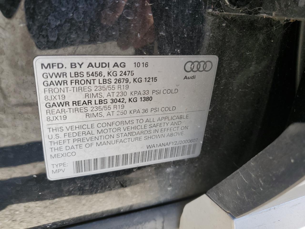 2018 Audi Q5 Premium VIN: WA1ANAFY2J2000607 Lot: 90571545