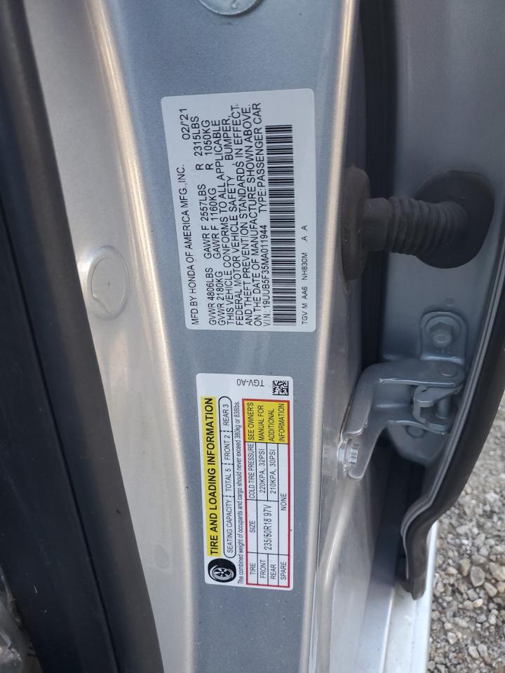 2021 Acura Tlx VIN: 19UUB5F35MA011944 Lot: 89560025