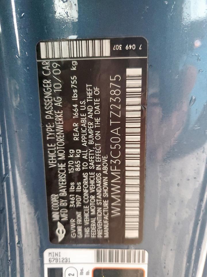 2010 Mini Cooper VIN: WMWMF3C50ATZ23875 Lot: 84464635