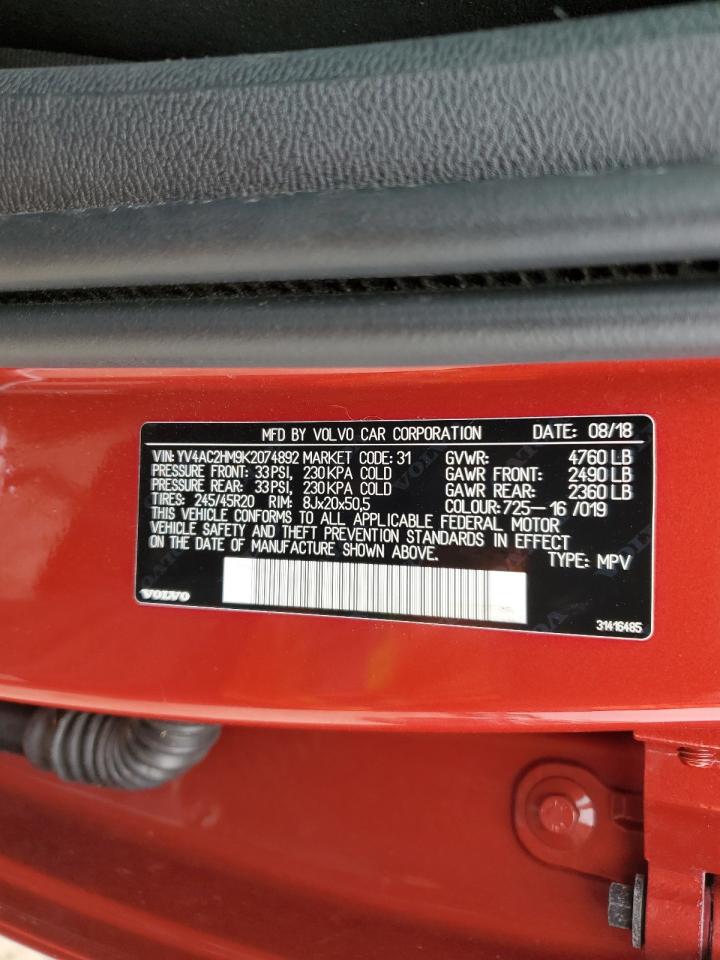 2019 Volvo Xc40 T4 R-Design VIN: YV4AC2HM9K2074892 Lot: 86101805