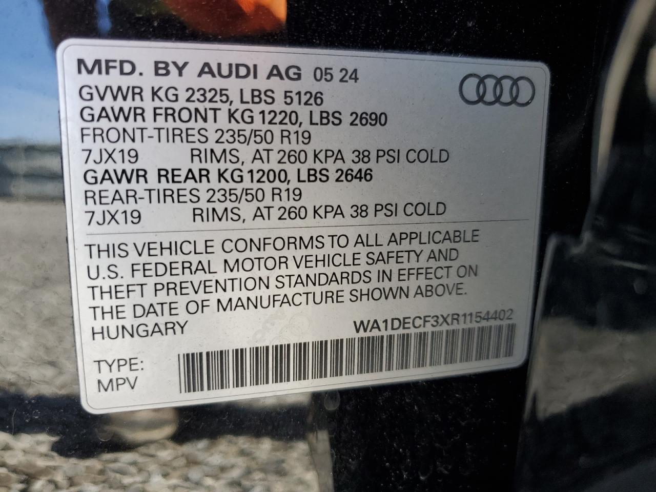 2024 Audi Q3 Premium S Line 45 VIN: WA1DECF3XR1154402 Lot: 81826765