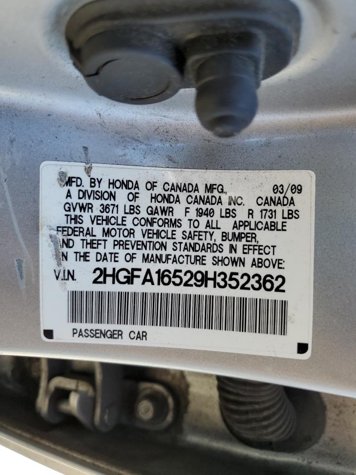 2009 Honda Civic Lx VIN: 2HGFA16529H352362 Lot: 86467015