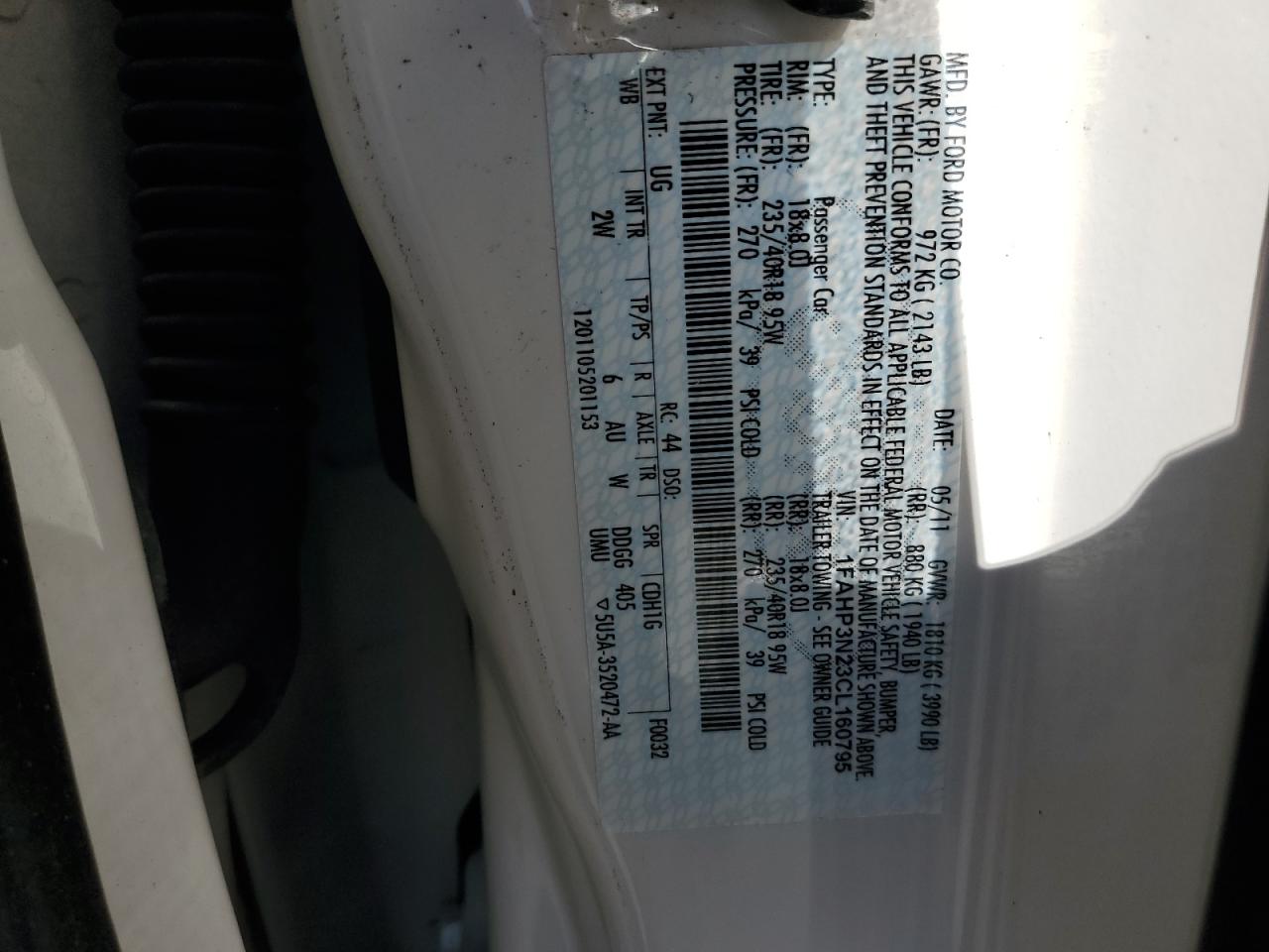 2012 Ford Focus Titanium VIN: 1FAHP3N23CL160795 Lot: 84771465