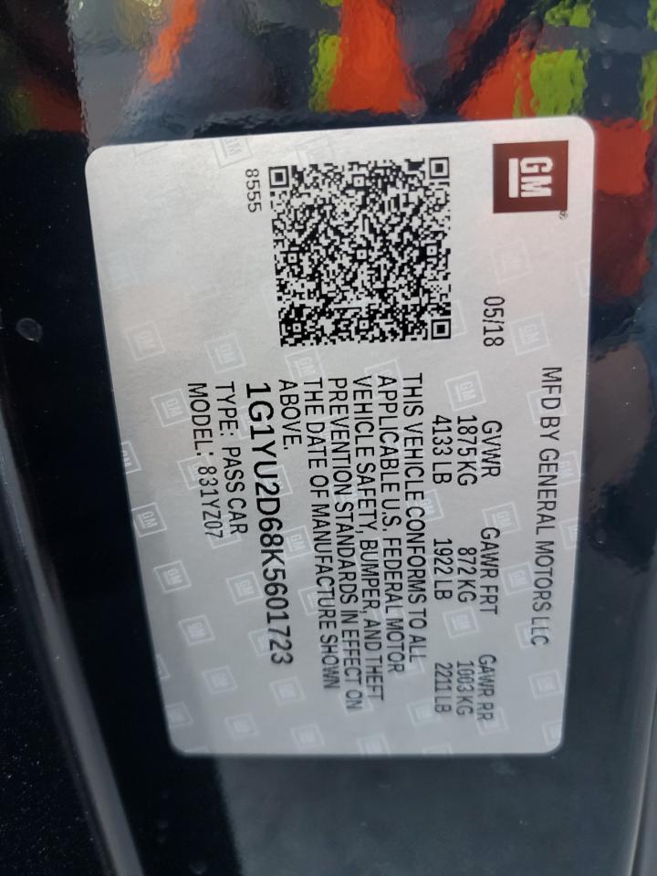 2019 Chevrolet Corvette Z06 3Lz VIN: 1G1YU2D68K5601723 Lot: 87238785