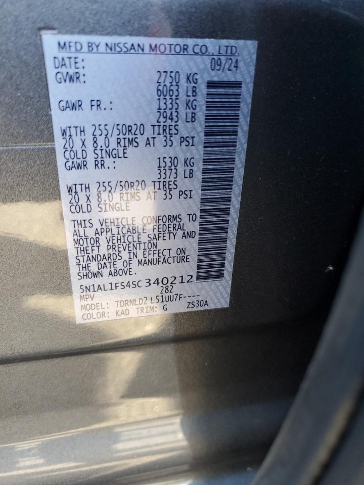 2025 Infiniti Qx60 Luxe VIN: 5N1AL1FS4SC340212 Lot: 82560875