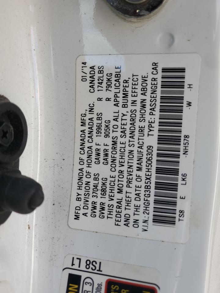 2014 Honda Civic Lx VIN: 2HGFG3B5XEH506309 Lot: 84706535