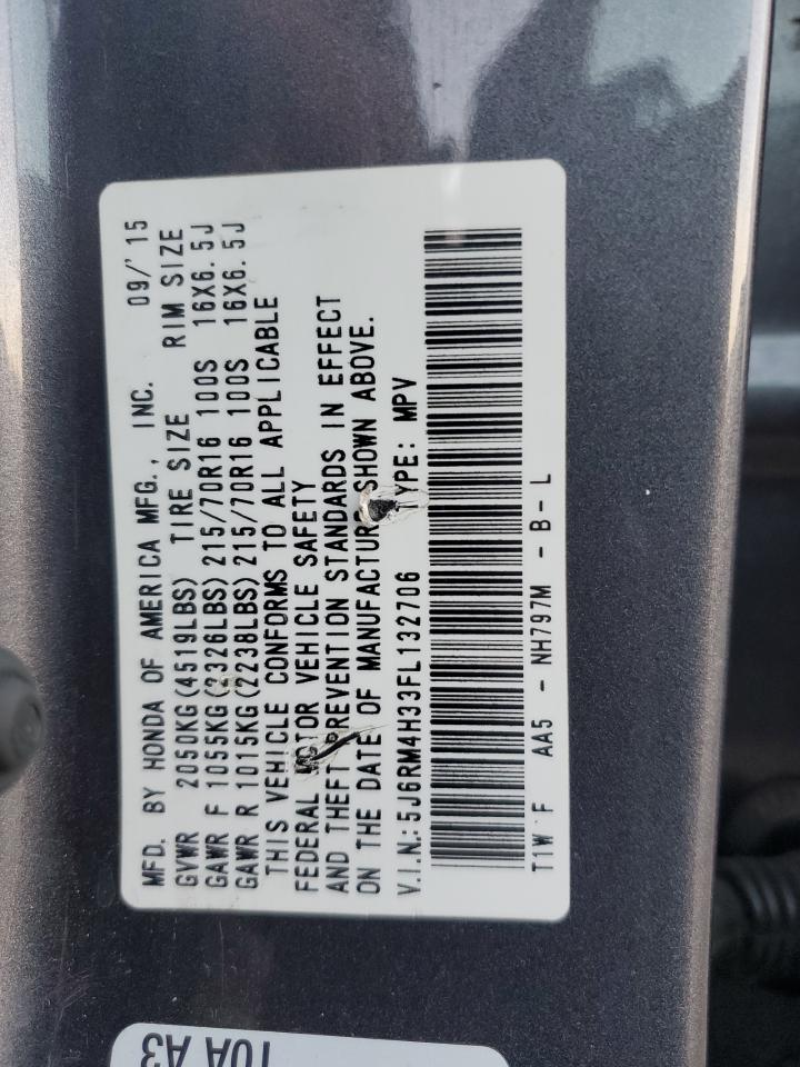 2015 Honda Cr-V Lx VIN: 5J6RM4H33FL132706 Lot: 84566495