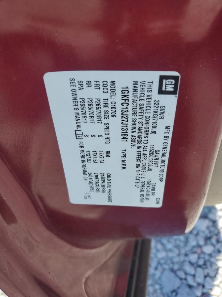 2007 GMC Yukon VIN: 1GKFC13J27J131841 Lot: 86123095