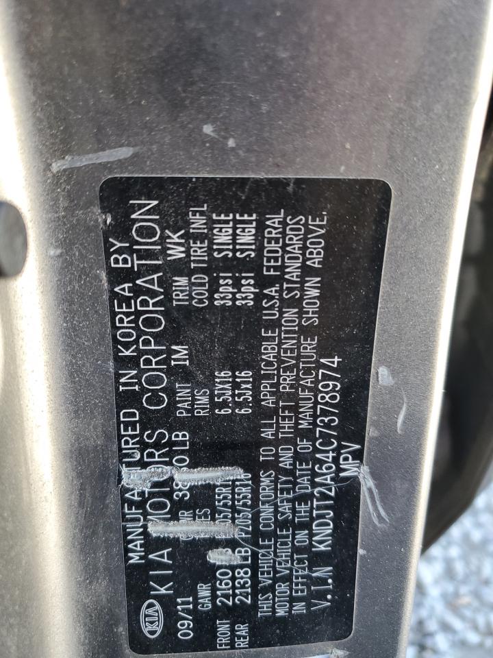 2012 Kia Soul + VIN: KNDJT2A64C7378974 Lot: 89566185