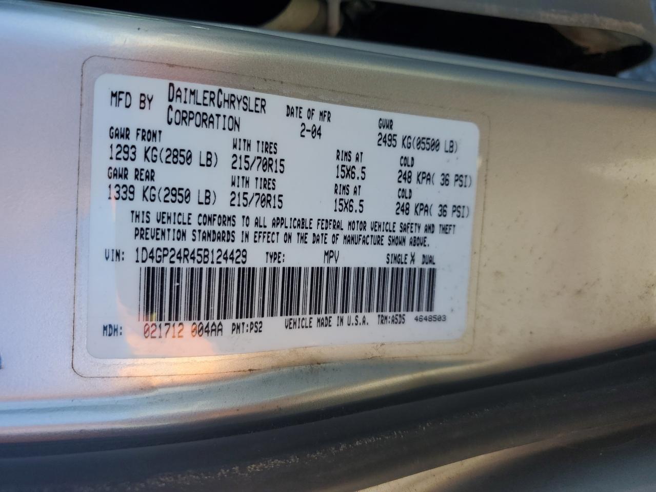 2005 Dodge Grand Caravan Se VIN: 1D4GP24R45B124429 Lot: 82556055