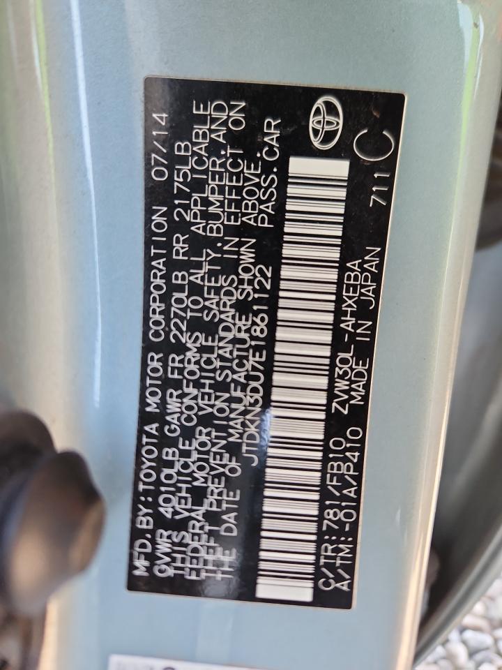 2014 Toyota Prius VIN: JTDKN3DU7E1861122 Lot: 85309575