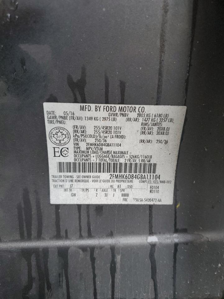 2016 Ford Flex Limited VIN: 2FMHK6D84GBA11104 Lot: 83847725