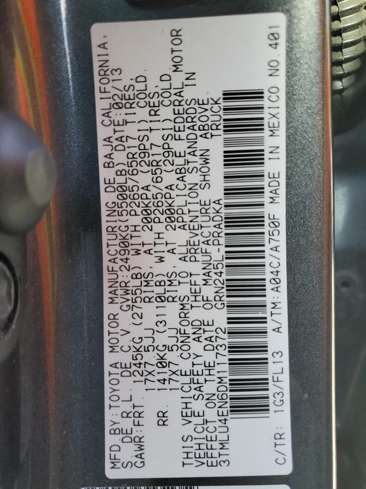 2013 Toyota Tacoma Double Cab VIN: 3TMLU4EN6DM117372 Lot: 84928835