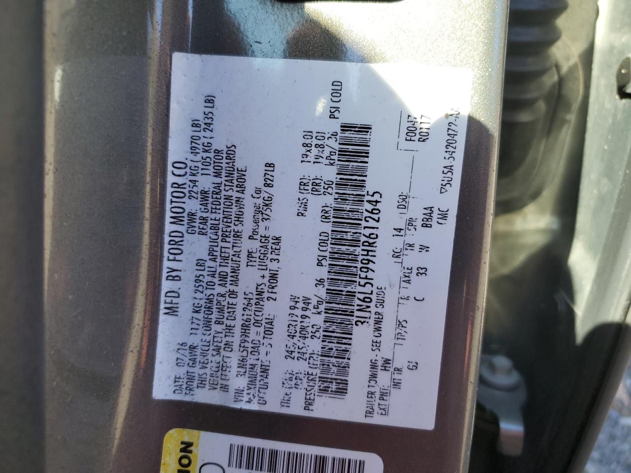 2017 Lincoln Mkz Reserve VIN: 3LN6L5F99HR612645 Lot: 86991265