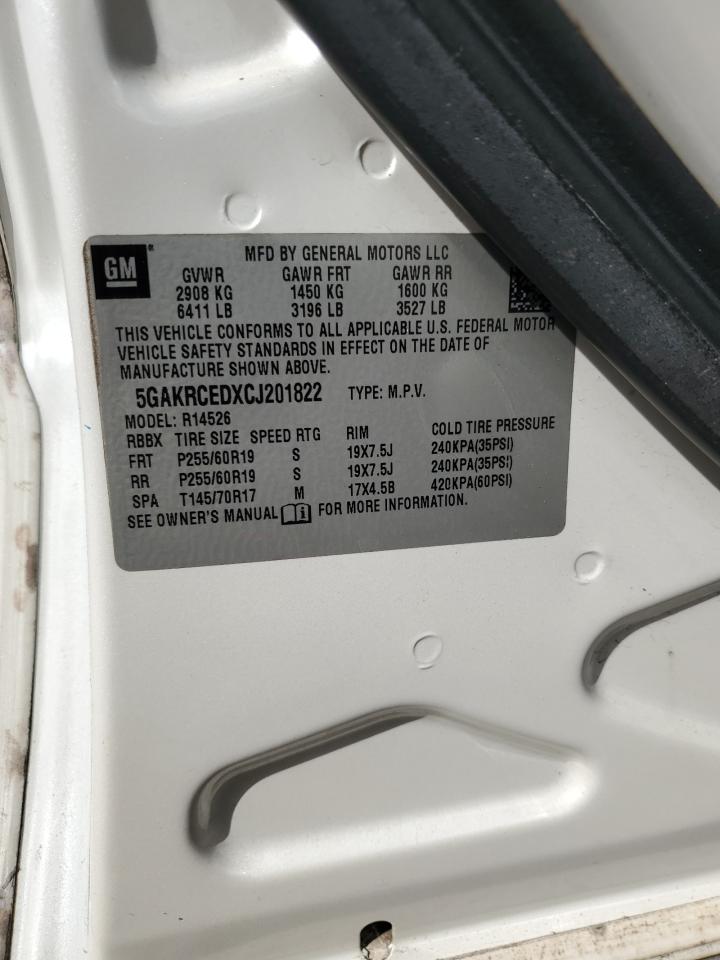 2012 Buick Enclave VIN: 5GAKRCEDXCJ201822 Lot: 82716105