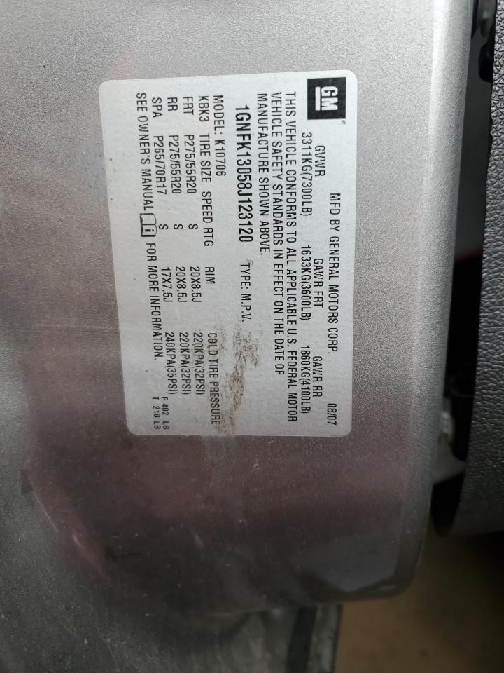 2008 Chevrolet Tahoe K1500 VIN: 1GNFK13058J123120 Lot: 85260715