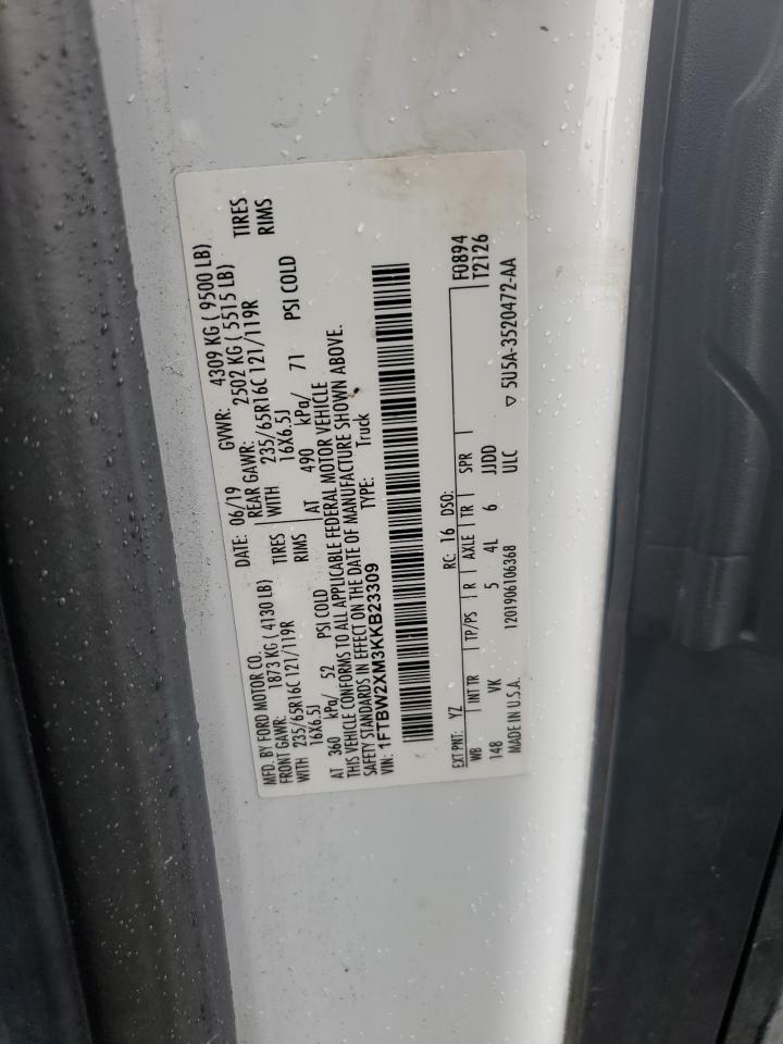 2019 Ford Transit T-350 VIN: 1FTBW2XM3KKB23309 Lot: 85847405